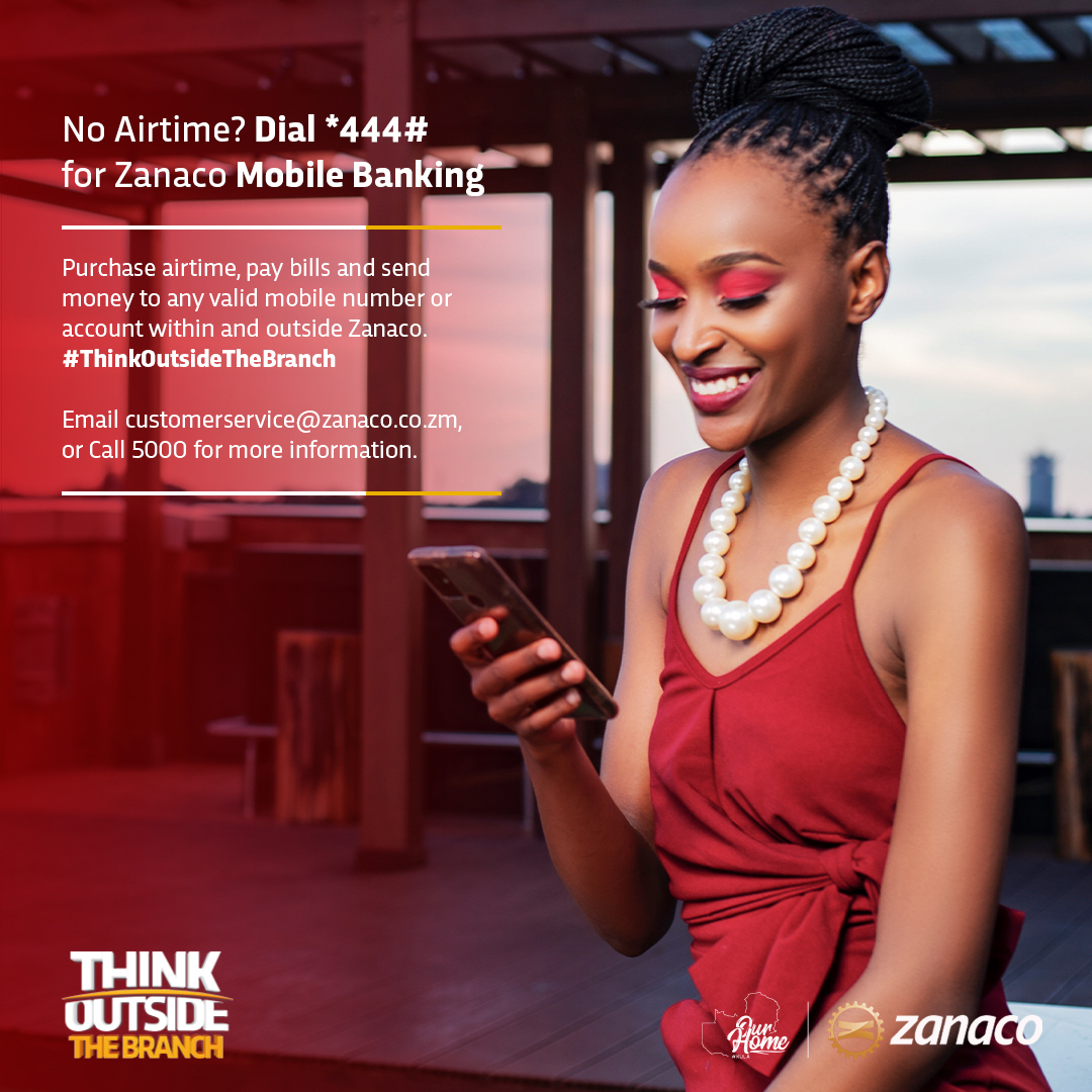 zanacoplc's tweet photo. Top up and stay connected. Log onto the Zanaco Mobile Banking App or dial *444# to access a wide variety of mobile banking services. For more information, email customerservice@zanaco.co.zm or call 5000.
#Thinkoutsidethebranch https://t.co/jlsMgzDqkv
