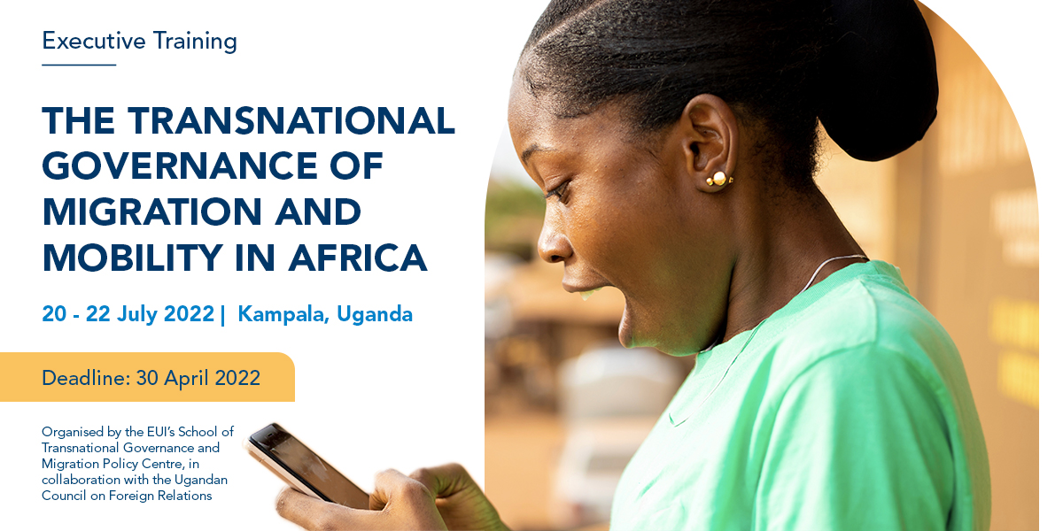 European University Institute (@eui_eu) on Twitter photo We are going π
Our <a href="/STGEUI/">School of Transnational Governance</a> and <a href="/MPC_EUI/">Migration Policy Centre</a> join hands with the <a href="/uganda_cfr/">UgandaCFR</a> for an executive #training on the cross-border governance of #migration and mobility in #Africa.
π
20-22 July 2022
π Kampala πΊπ¬
π scholarships available
π loom.ly/rxFZYus <a href="/DrMehari/">Mehari Taddele Maru</a> We are going π
Our <a href="/STGEUI/">School of Transnational Governance</a> and <a href="/MPC_EUI/">Migration Policy Centre</a> join hands with the <a href="/uganda_cfr/">UgandaCFR</a> for an executive #training on the cross-border governance of #migration and mobility in #Africa.
π
20-22 July 2022
π Kampala πΊπ¬
π scholarships available
π loom.ly/rxFZYus <a href="/DrMehari/">Mehari Taddele Maru</a>