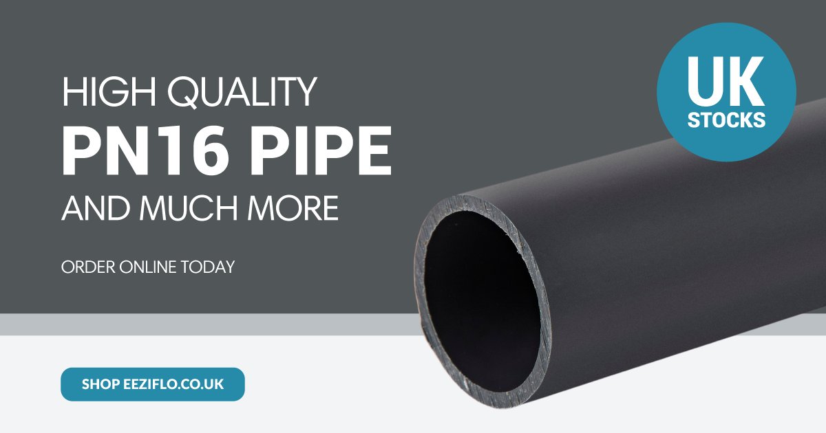 eeziflo offers Metric PN16 (16 bar) pipe in 3-meter lengths. Select from a variety of sizes. 

ow.ly/ecuz50IvM3Q