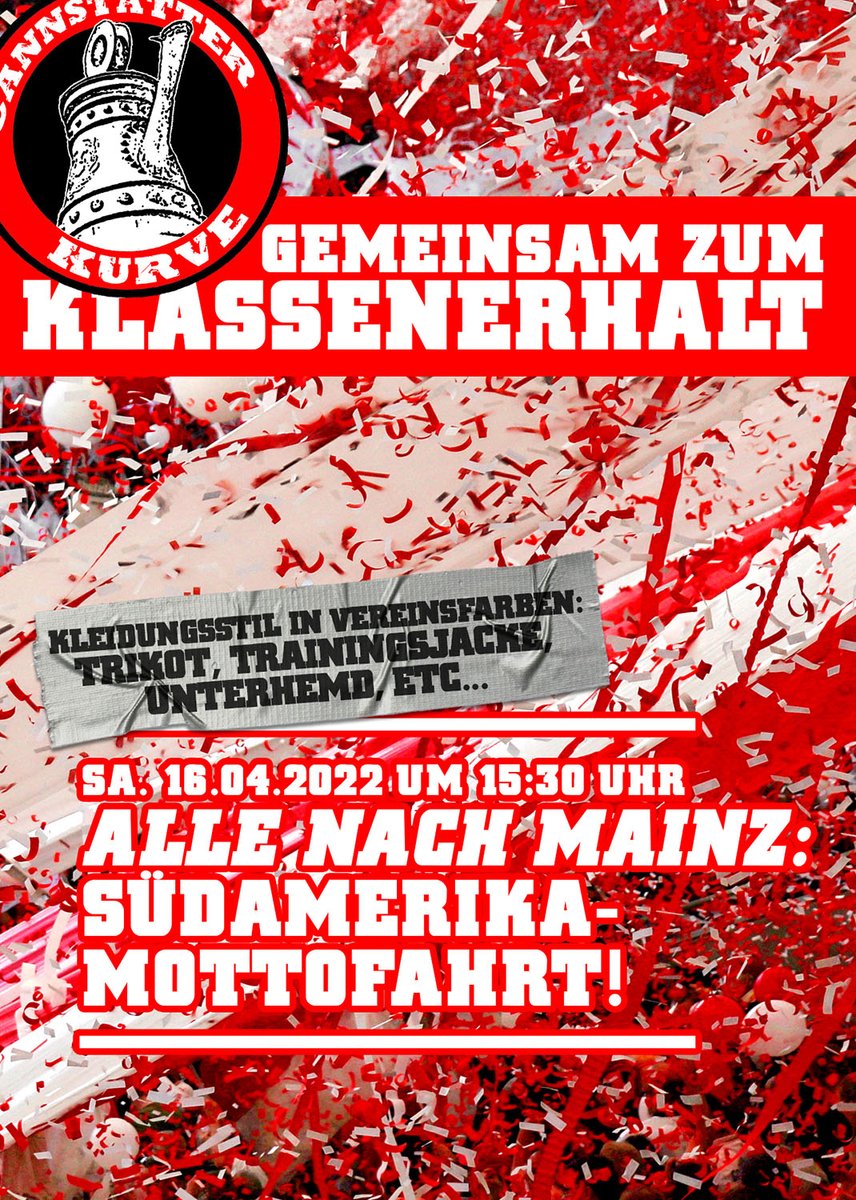 cc97ultras's tweet photo. Alle nach Mainz – Südamerika-Mottofahrt! ➡️ https://t.co/VYr6zSINbO

#M05VfB #VfB #Stuttgart @stuttgarttweets https://t.co/JlsMUXvtEq