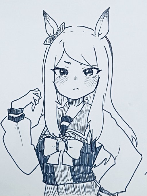 今日はいろんなウマ娘描いたけど、マックちゃんが1番描きやすかった…。 https://t.co/NmEpAW6ahC 