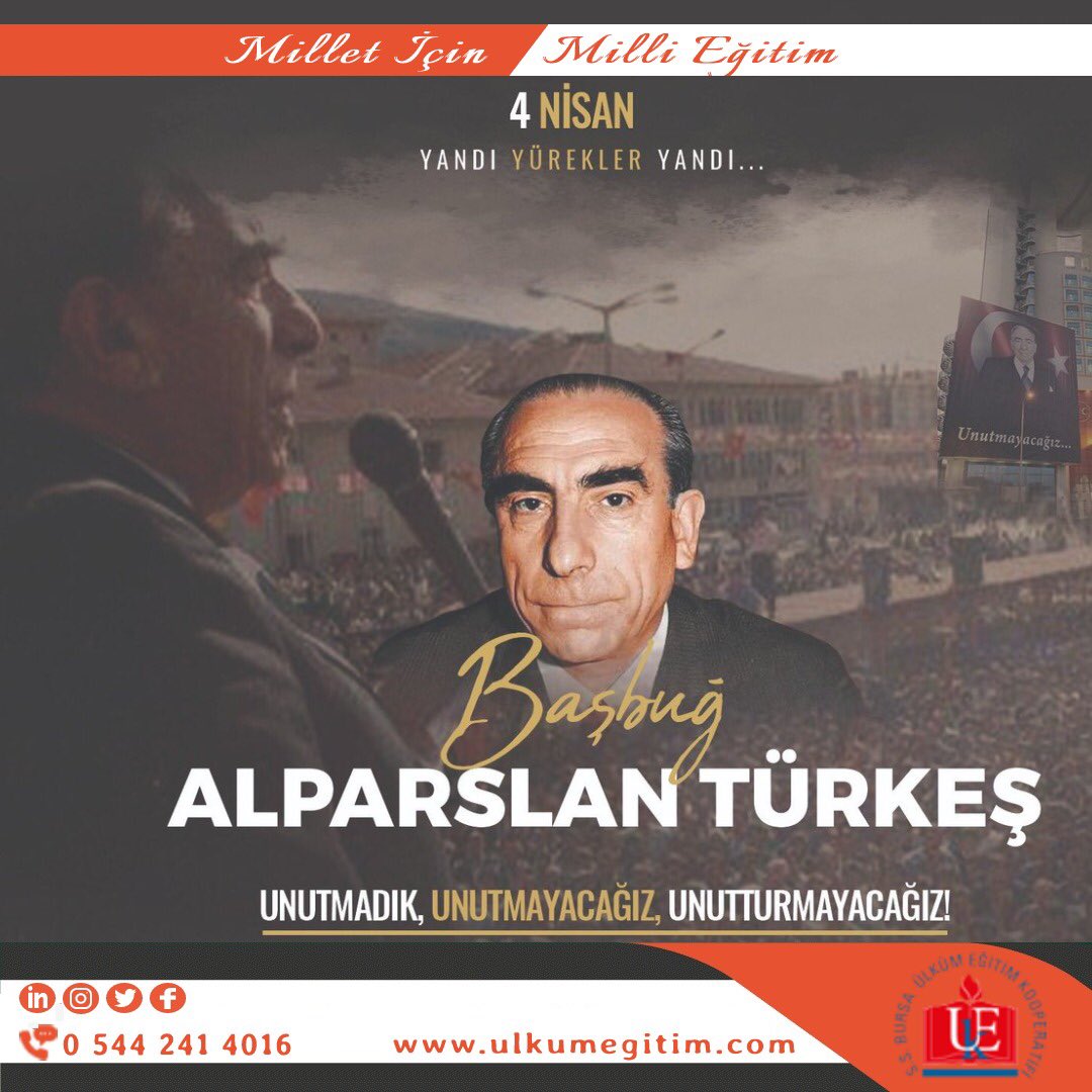 Aramızdan ayrılışının 25. yılında Merhum Başbuğ'umuz #AlparslanTürkeş'i saygı, rahmet ve dualarla anıyoruz. 
Ruhu şad, mekanı cennet olsun...
#AlparslanTürkeş 
#ÜlkümEğitimKooperatifi
 #Bursa