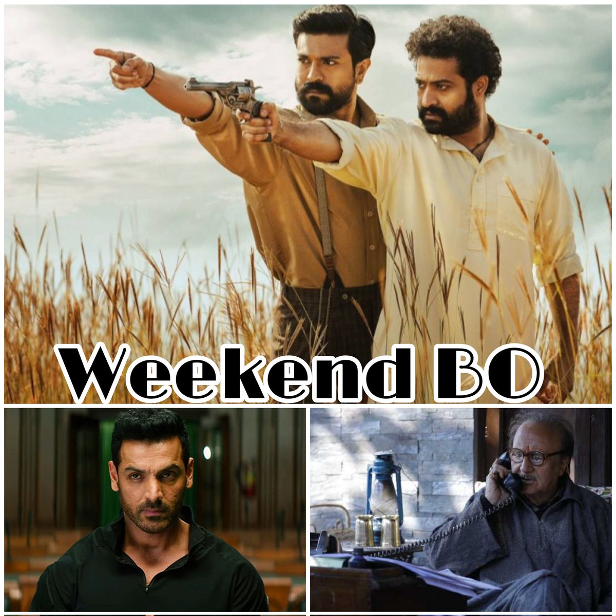BOUpdates_'s tweet photo. *Weekend* BO Report.. India Nett.
⭐ #RRR Hindi (Weekend 2): ₹ 52 cr
》Lt: ₹ 184.59 cr
⭐ #Attack (First Weekend): ₹ 11.51 cr
⭐ #TheKashmirFiles (Weekend 4): ₹ 6.75 cr
》Lt: ₹ 245.03 cr
#BOUpdates https://t.co/EEFLbwo9Z5