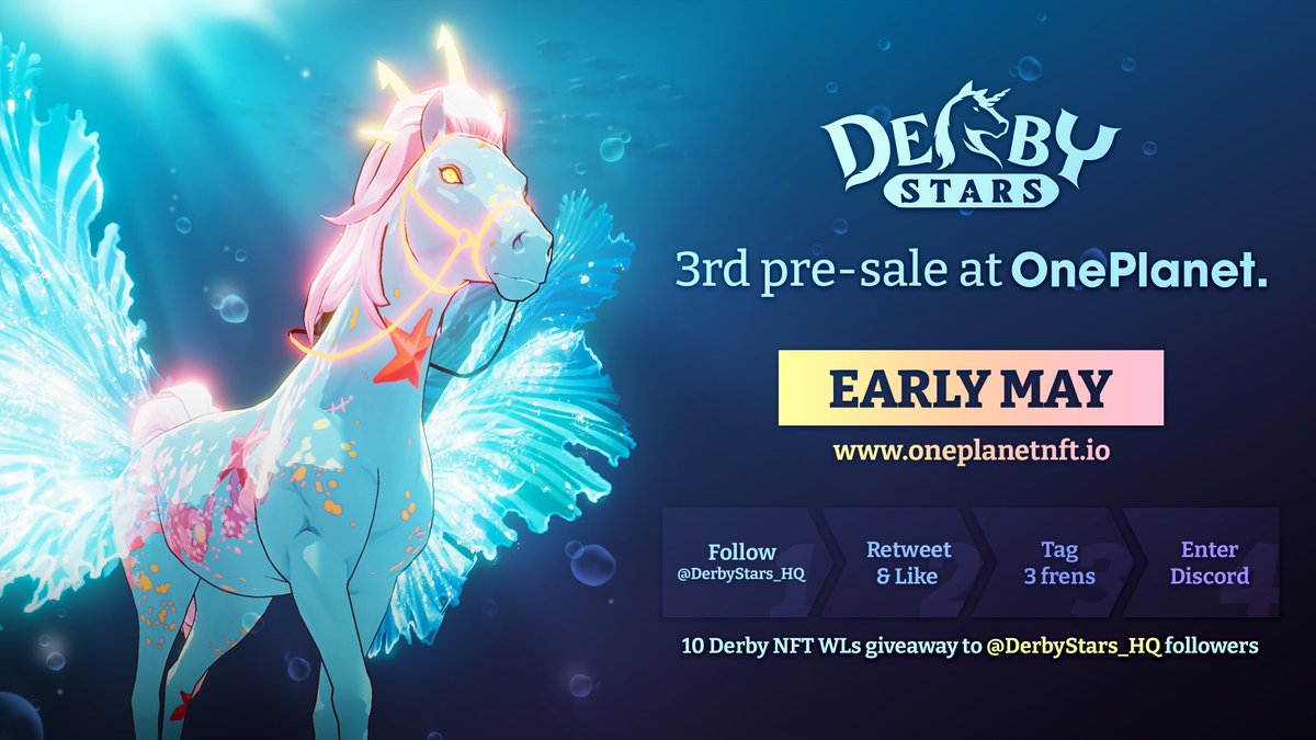 Derby Stars (@derbystars_hq) on Twitter photo 2nd Twitter Giveaway Time 📣
We are giving away 5 WL for Followers!
1️⃣ Follow <a href="/DerbyStars_HQ/">Derby Stars</a>
2️⃣ ❤️& RT
3️⃣ Tag 3 frens
4️⃣ Enter Dirscord discord.gg/derbystars
#NFT #P2E #Derbystars 2nd Twitter Giveaway Time 📣
We are giving away 5 WL for Followers!
1️⃣ Follow <a href="/DerbyStars_HQ/">Derby Stars</a>
2️⃣ ❤️& RT
3️⃣ Tag 3 frens
4️⃣ Enter Dirscord discord.gg/derbystars
#NFT #P2E #Derbystars