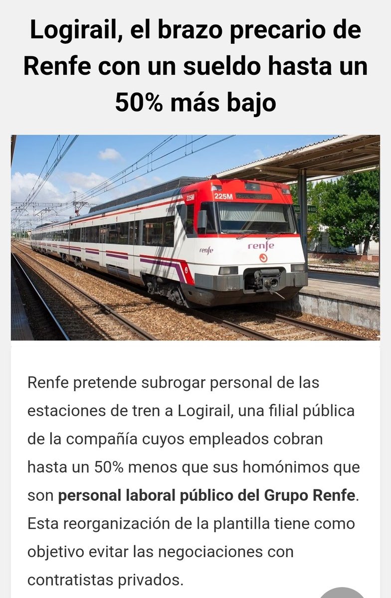 naxoxan's tweet photo. @Renfe @avisosrodalies Deixa que t'ho digui jo. Renfe té una filial que es diu #Logirail i que precaritza condicions laborals i sou. Fent la mateixa feina que d'altres treballadors a Renfe, i amb la connivència de #UGTCCOO https://t.co/dwDKSIXgPm https://t.co/HkbSdqtq4k