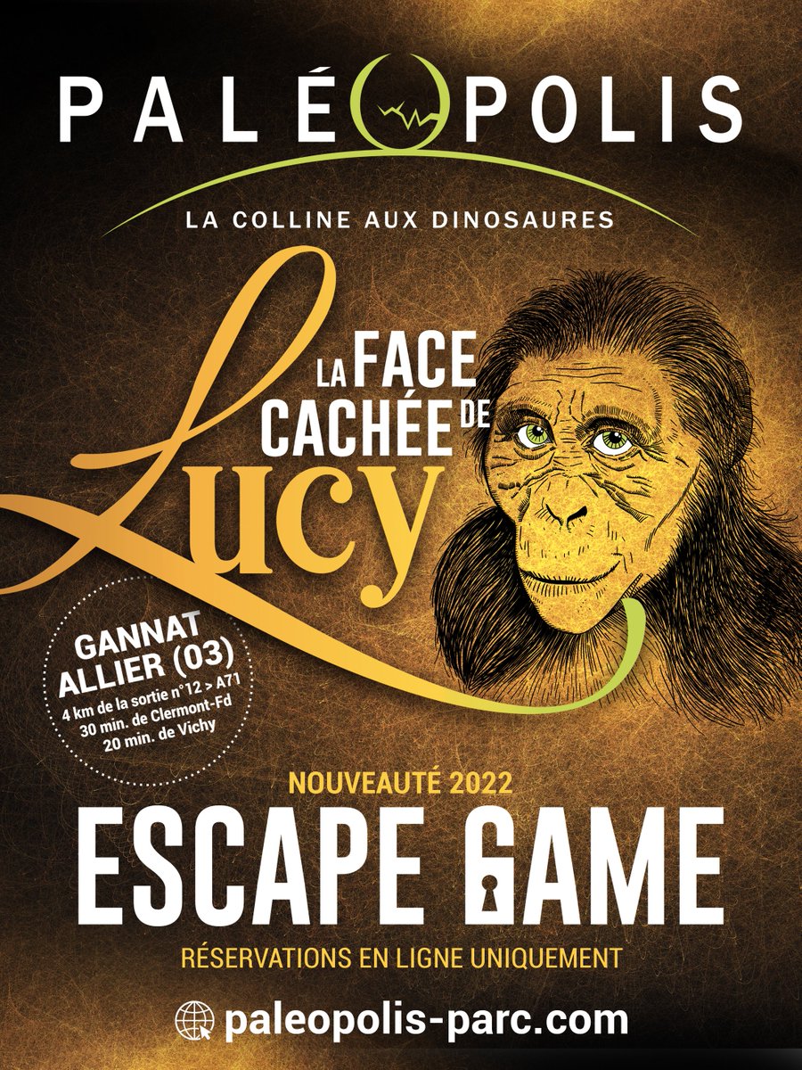 Paleopolis's tweet photo. [#nouveauté2022 🤩]
Cette année venez découvrir notre #ESCAPE #GAME : La face cachée de Lucy ! 💀🐵
Dans le bureau du découvreur de cette australopithèque, tentez de résoudre les #énigmes autour de l'étude des #homininés afin de découvrir ce #fossile emblématique ! 🤔
#paleo https://t.co/yO2vKMP0cP