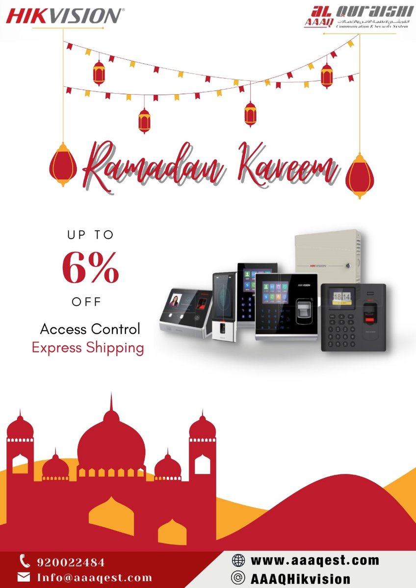AAAQHikvision's tweet photo. Special discount for you in Ramadan
Analog Camera
Access Control
4 MP IP Camera
Alarm System
.
.
.
.#كاميرات_مراقبة #كاميرا_مخفية #كاميرات_مراقبه #حماية #securitycameras
#security_systems #security_system #احمي_شركتك #السعودية #hikvision #hikvisioncamera https://t.co/RCVcVnTv1m