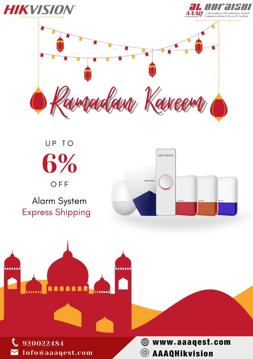 AAAQHikvision's tweet photo. Special discount for you in Ramadan
Analog Camera
Access Control
4 MP IP Camera
Alarm System
.
.
.
.#كاميرات_مراقبة #كاميرا_مخفية #كاميرات_مراقبه #حماية #securitycameras
#security_systems #security_system #احمي_شركتك #السعودية #hikvision #hikvisioncamera https://t.co/RCVcVnTv1m