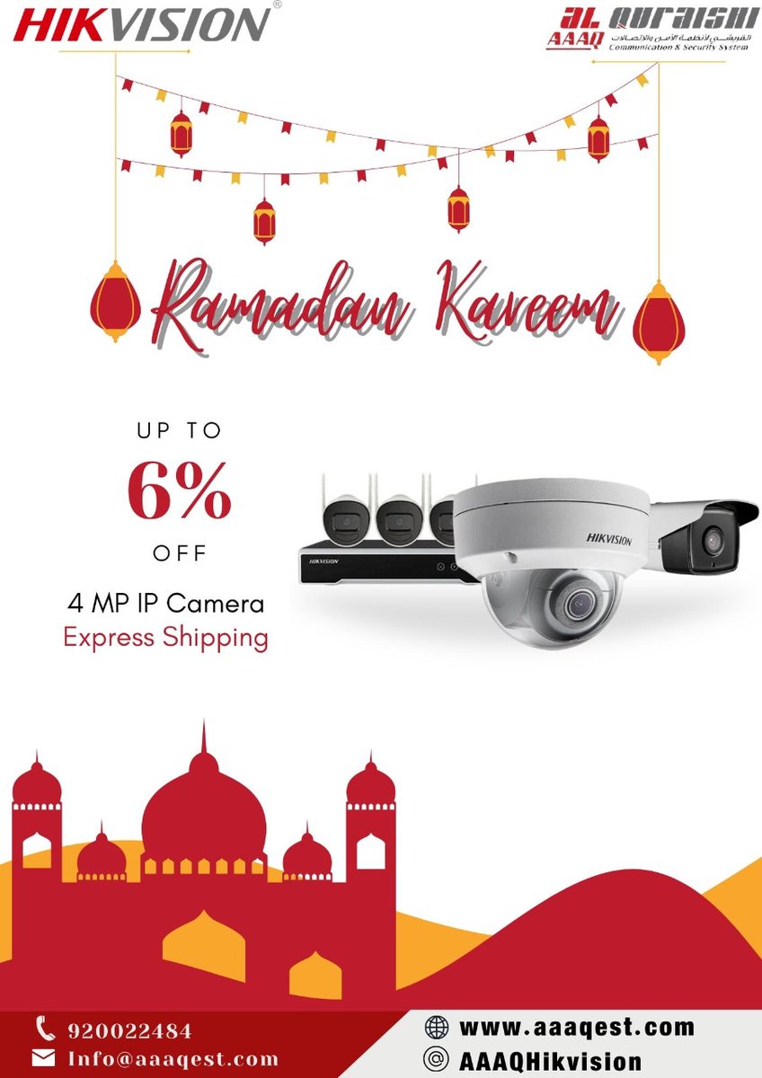 AAAQHikvision's tweet photo. Special discount for you in Ramadan
Analog Camera
Access Control
4 MP IP Camera
Alarm System
.
.
.
.#كاميرات_مراقبة #كاميرا_مخفية #كاميرات_مراقبه #حماية #securitycameras
#security_systems #security_system #احمي_شركتك #السعودية #hikvision #hikvisioncamera https://t.co/RCVcVnTv1m