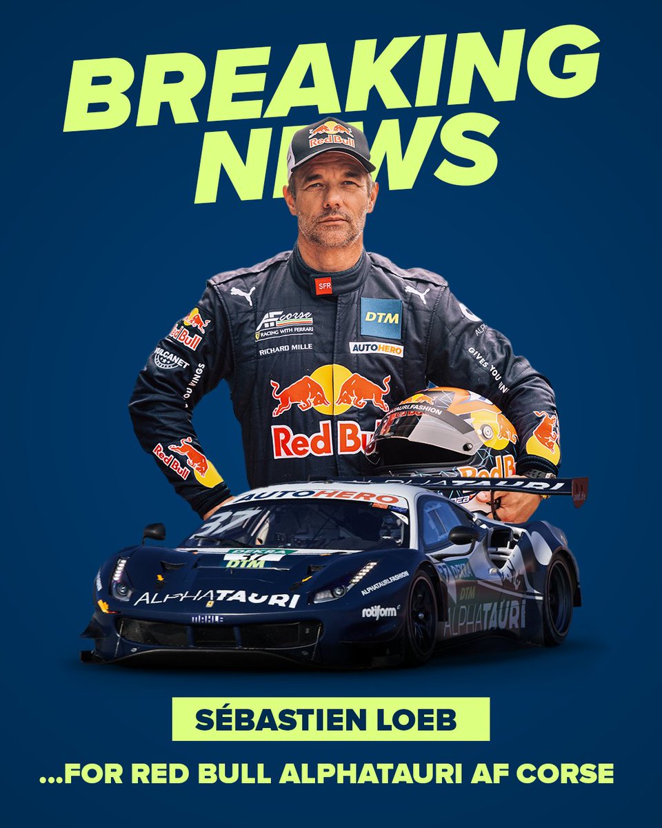 🚨 <a href="/SebastienLoeb/">Sébastien Loeb</a>  to race for @afcorse_o in 2022 🚨
Are you ready for this? The 9-time @officialwrc champion will be the third driver for Red Bull AlphaTauri AF Corse 👏
#DTM #DTM2022 #WeLoveDTM #FeelTheRoar