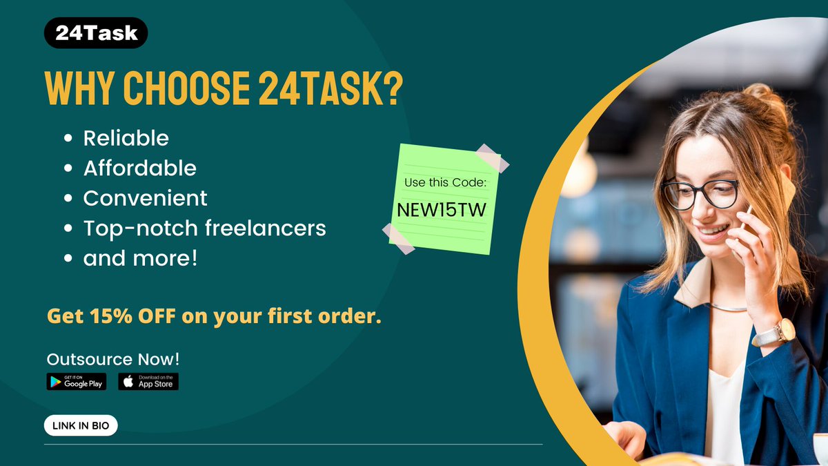 samdaniels2019's tweet image. What are you waiting for? Outsource now! 

Get 15% off on your first purchase! See the link in the bio.

#24Task #outsourcing #freelancing #freelancer