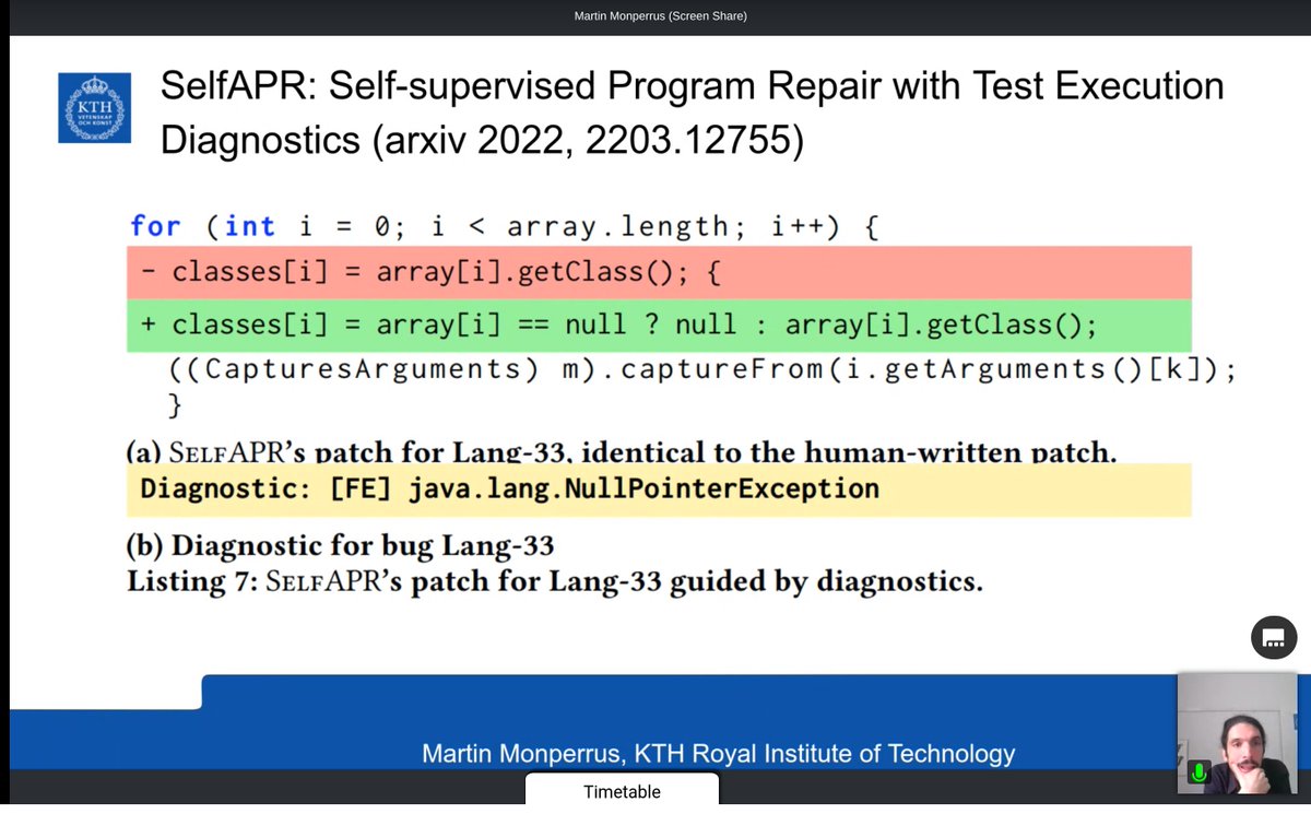 Keynote talk: Professor <a href="/martinmonperrus/">Martin Monperrus</a> talking about his exciting work on sequence to sequence learning for software testing. #AIST22 #ICST22