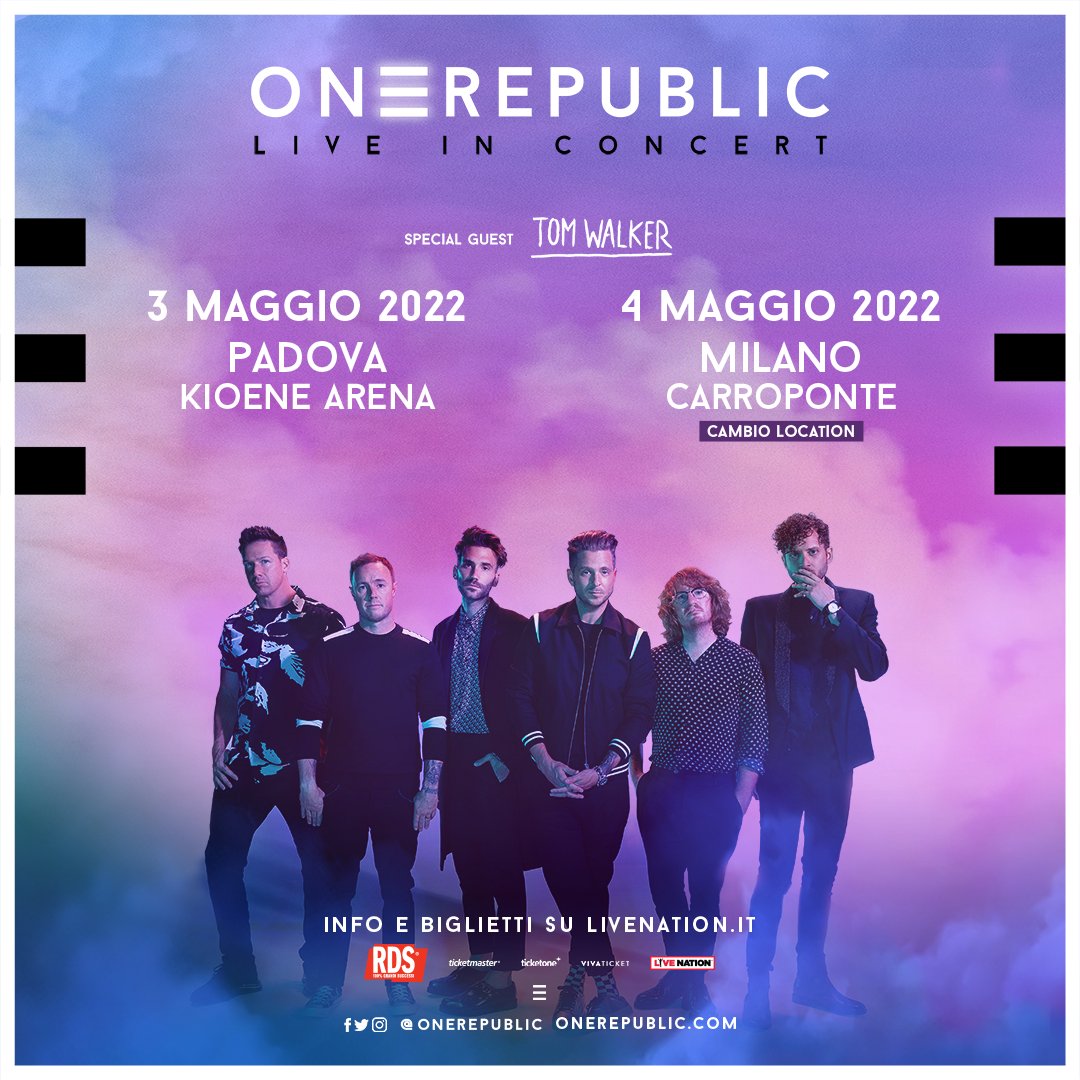 LiveNationIT's tweet photo. #TomWaker torna finalmente in Italia, questa volta insieme agli #OneRepublic!
Sarร @IamTomWalker lo special guest delle date di maggio Padova e Milano ๐ฎ๐น
3 maggio 2022 โข Padova, Kioene Arena
4 maggio 2022 โข Milano, Carroponte
๐ Biglietti su https://t.co/KshvOrgcul https://t.co/HpIkT3vZs6