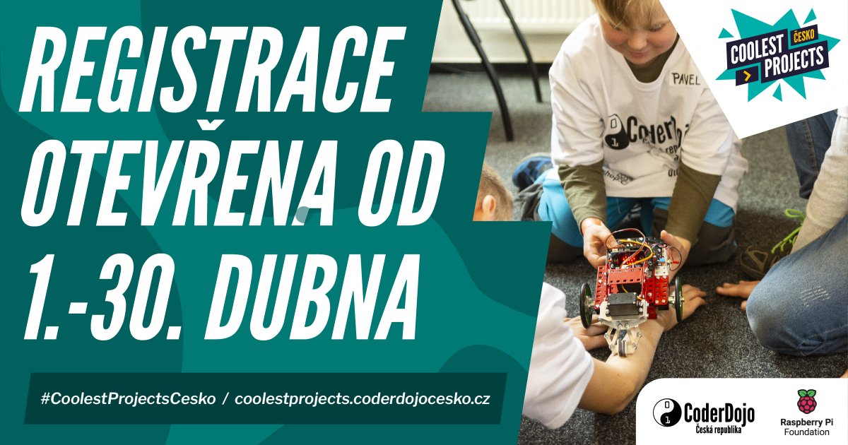 CodeClubCesko's tweet photo. 🎆Registrace na COOLEST PROJECTS ČESKO je otevřena! 🎆
Máte nápad na IT projekt? Zrealizujte ho během dubna a přihlašte se do první české přehlídky IT projektů pro mladé lidi do 18ti let!
Více na ➡️https://t.co/0PhcAKeRT2
#CoolestProjectsCesko #CoderDojo https://t.co/hlIS1gjgUl