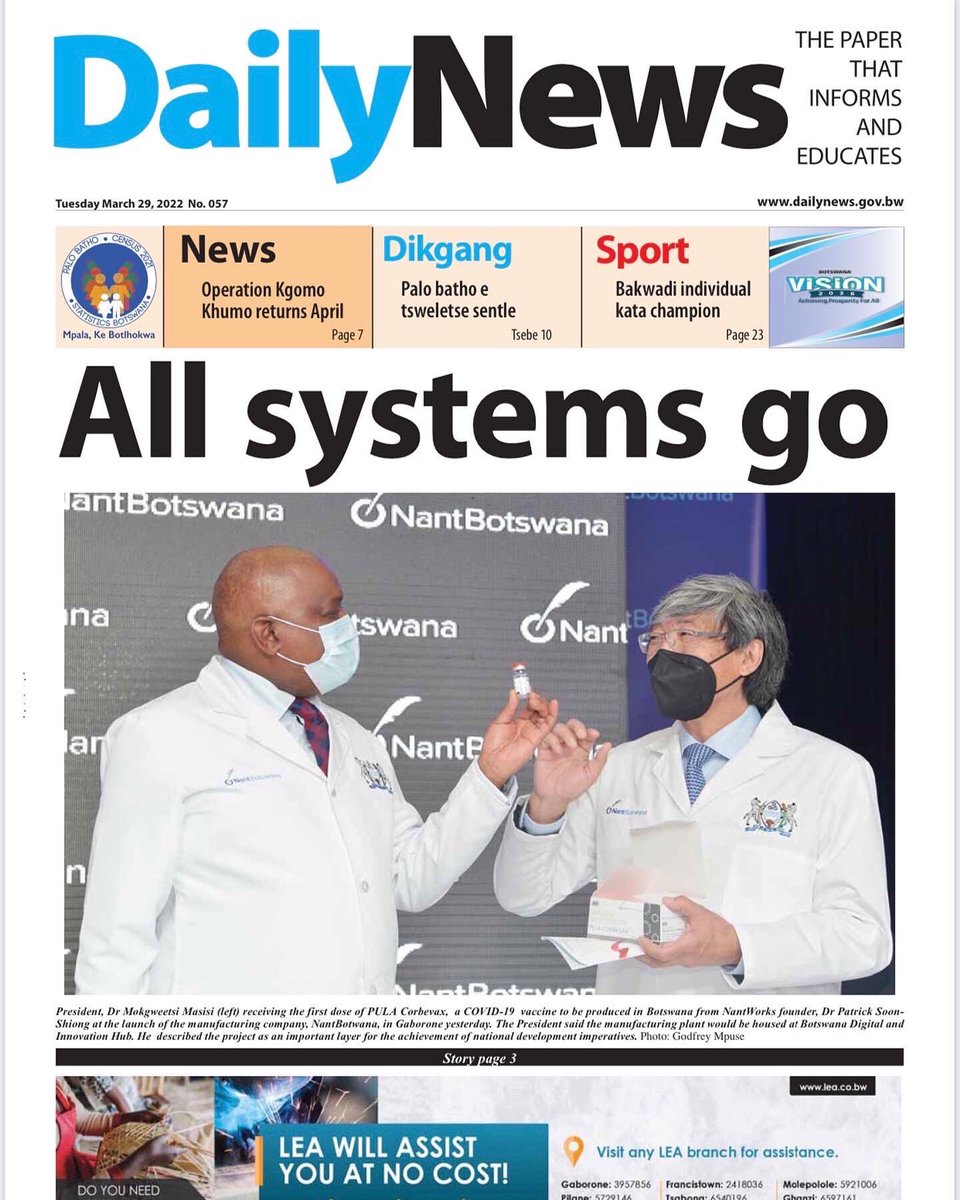 BotswanaMri's tweet photo. Read all about the flu shot and COVID-19 on the daily news dated March 29,2022 . Featuring Prime Healthβs (MRI) Dr Abel Moumakwa
#MRI #mrigoldstandard #COVID19 #pushbw #yourpartnerinhealth https://t.co/yzXiwfKeEo