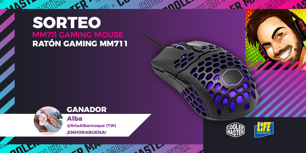 lifeinformatica's tweet photo. 😍🖱 ¡Ya está aquí el ganador del ratón gaming MM711 de Cooler Master! Y el afortunado es...
🏆 Ganador/x: @SrtaAlbaricoque (TW)
🥳 ¡Muchas felicidades! 🥳
No olvides seguirnos para enterarte de los próximos sorteos😜
@coolermasteres @kajal_napalm
#SorteosMaraton #kajalnapalm https://t.co/Kc1IAL9Gun