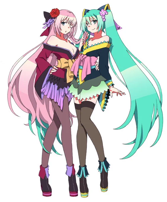 初音ミク蝶+巡音ルカ華/イラスト 
