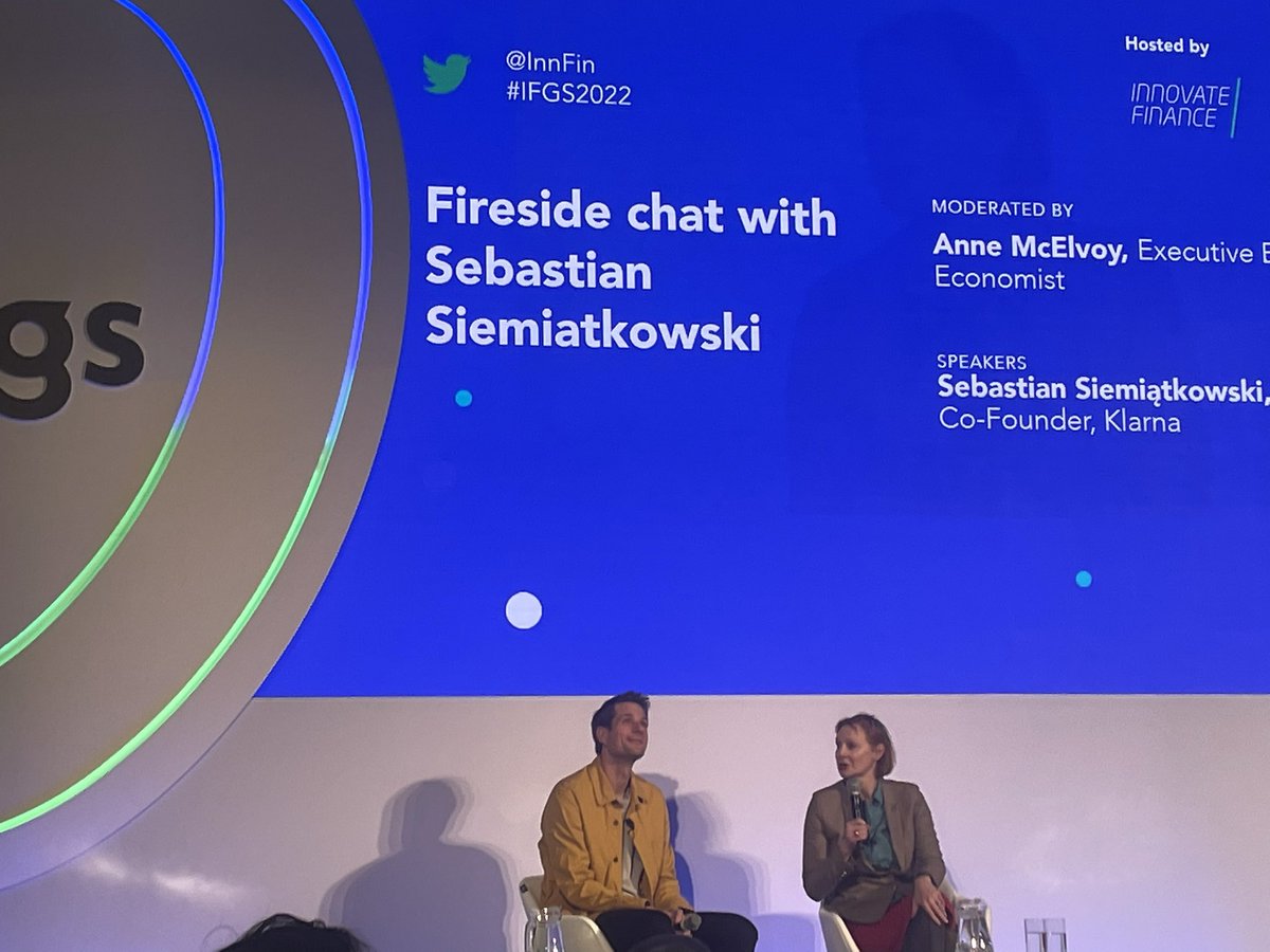 ‘The more perfect market, the less the profits’: Is <a href="/Klarna/">Klarna</a> <a href="/klarnaseb/">Sebastian Siemiatkowski</a> a naive optimist? The industry will shrink but he says Klarna will bigger portion of smaller 🥧 . With 100k customer for banking card in 1 mo—Now not just payment but now a bank. #IFGS2022 <a href="/JoakimSjoblom/">Joakim Sjöblom</a>