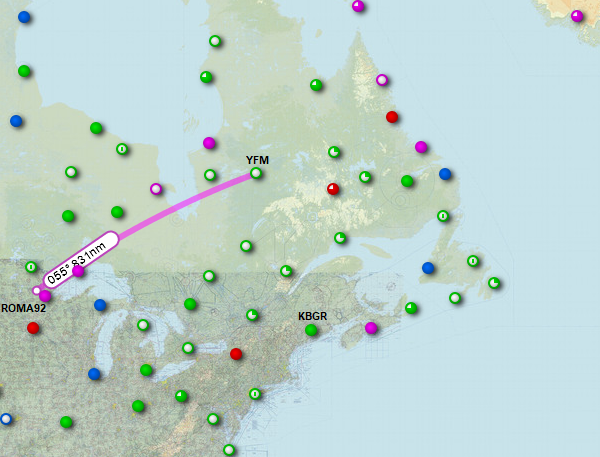 SirListenalot's tweet photo. #KC10 #AE020D as #ROMA91 out of Bangor/KBGR heading for a rendezvous with #KC135 #AE0242 as #ROMA92 and its chicks #TREND41 at point YFM https://t.co/vmolA9Wfkc