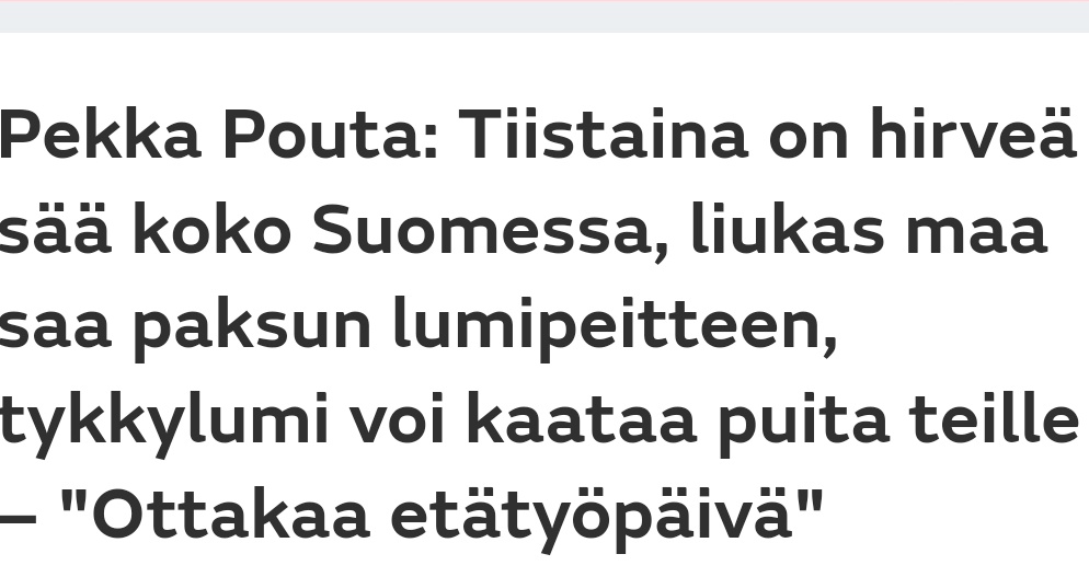 Tiistai ei ole toivoa täynnä.