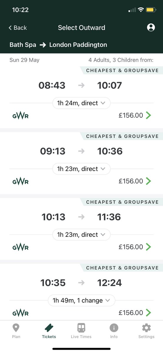 Lucyb30's tweet photo. @GWRHelp trying to book these tickets on the app but the payment won’t go through, when I tried to book on my laptop the price is more? Can you help? https://t.co/kqzIzTQFLE