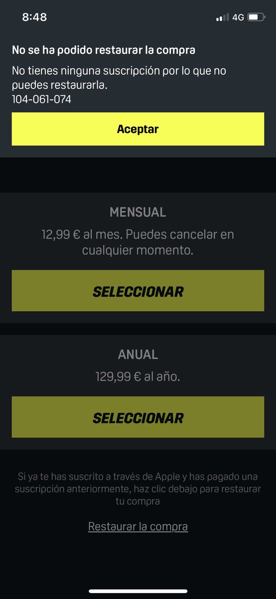 cortagas's tweet photo. @Startselect_com @DAZN_ES I bought an annual subscription on your website (order #18563283). I received the purchase code and was able to validate it on #DAZN website. However, the service has stopped working after two weeks and they tell me that I don’t have any payment plant with @DAZN_ES https://t.co/pTbO6e81hR