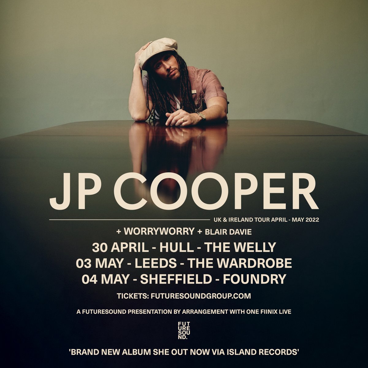 Futuresound (@futuresoundshow) on Twitter photo Don't miss <a href="/JPCooperMusic/">JP Cooper</a> when he comes to Yorkshire for three shows in April and May with support from <a href="/worryaboutwhen/">WORRYWORRY</a> and <a href="/blairdaviemusic/">Blair Davie</a>
Tickets: futuresound.seetickets.com/artist/jp-coop… Don't miss <a href="/JPCooperMusic/">JP Cooper</a> when he comes to Yorkshire for three shows in April and May with support from <a href="/worryaboutwhen/">WORRYWORRY</a> and <a href="/blairdaviemusic/">Blair Davie</a>
Tickets: futuresound.seetickets.com/artist/jp-coop…