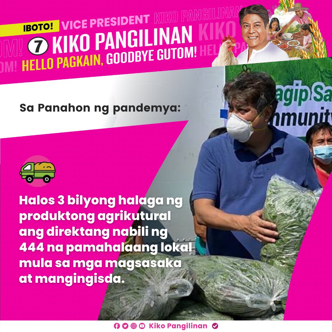 kikopangilinan's tweet photo. 7️⃣KIKO PANGILINAN ANG TUNAY NA KAMPEON NG AGRIKULTURA

Tuloy pa rin ang buong suporta sa agrikultura kahit na may pandemya. Sa pamamagitan ng ating batas, hindi lang basta natulungan ang ating mga magsasaka na kumita kundi pinataas pa dahil sa ating Sagip Saka. https://t.co/eFQbYw0O7y