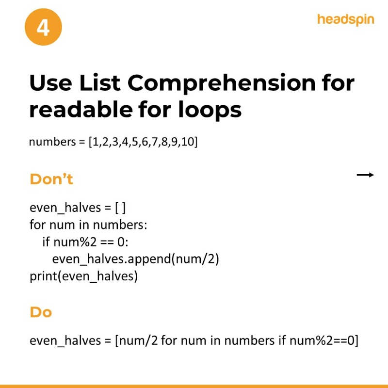 headspin_io's tweet photo. For all those Python geeks 🧑‍💻 out there, here are 5 quick clean coding hacks for you to make your coding better. Thank us later 😊.

https://t.co/V8gxuCXCxK

#python #coding #automation #testing