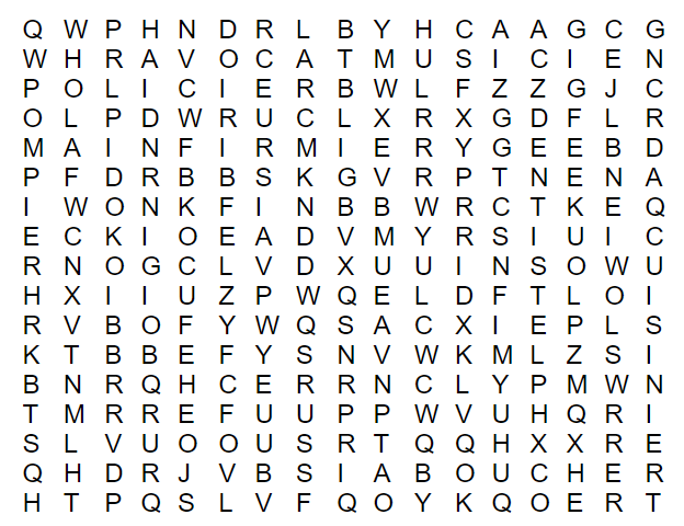 learnfrench's tweet photo. Bonjour à tous ! There are 12 job titles in French hidden in the image down below. Can you spot one, several or even all of them? They can be horizontal, vertical and diagonal. Allez, à vous de jouer ! 🔎 https://t.co/wxKFPTzo2M