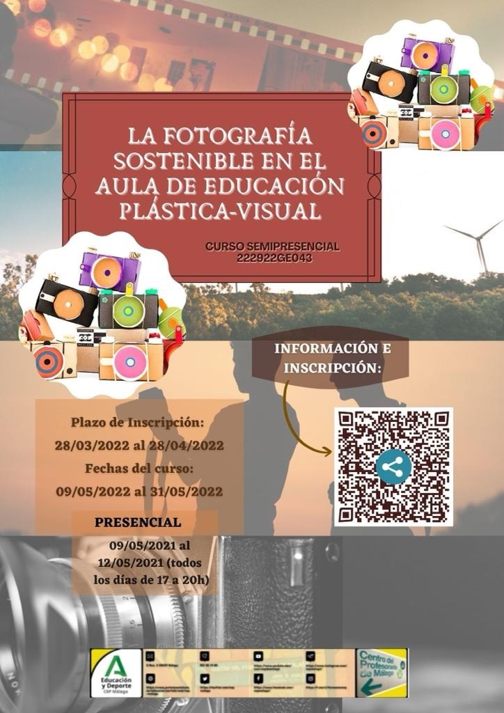 cepmalaga's tweet photo. CURSO: LA FOTOGRAFÍA SOSTENIBLE EN EL AULA DE EDUCACIÓN PLÁSTICA-VISUAL
Lugar: Cep de Málaga y Aula virtual de Formación del Profesorado (AVFP)
Enlace:
https://t.co/D87U8cpjdw https://t.co/o16pKjyjHb