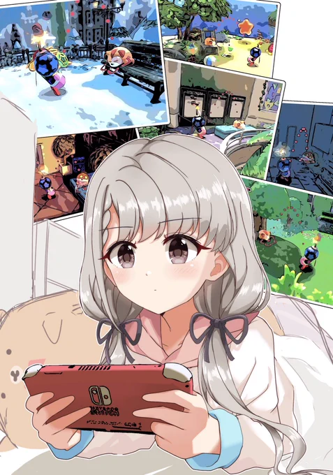 すやすやと寝てる輩と記念撮影をする久川凪 
in星のカービィ 