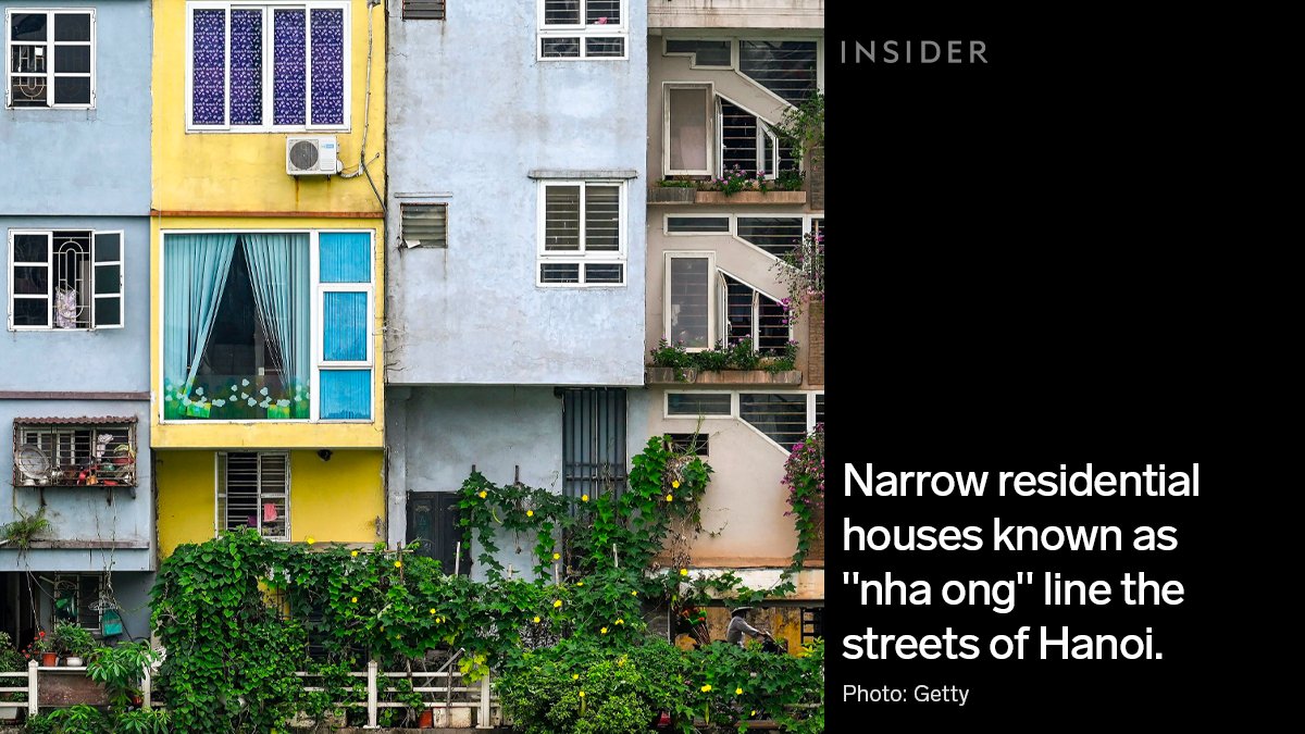 InsiderAsia's tweet photo. The streets of Hanoi, Vietnam, are lined with a distinctive home style that's often called a “tube house.” 

These tall, colorful houses can be as narrow as two meters wide.

Take a look inside. 👇

https://t.co/I4PLP1VjXA https://t.co/d7t4UfiE7B