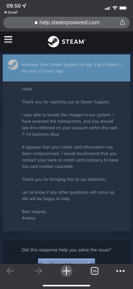 desiriss2's tweet photo. Thank god! Thank you @Steam @JeniusConnect I got my money back. Hope this horrible thing won’t happen again to anyone ever. https://t.co/1074R1UqqB