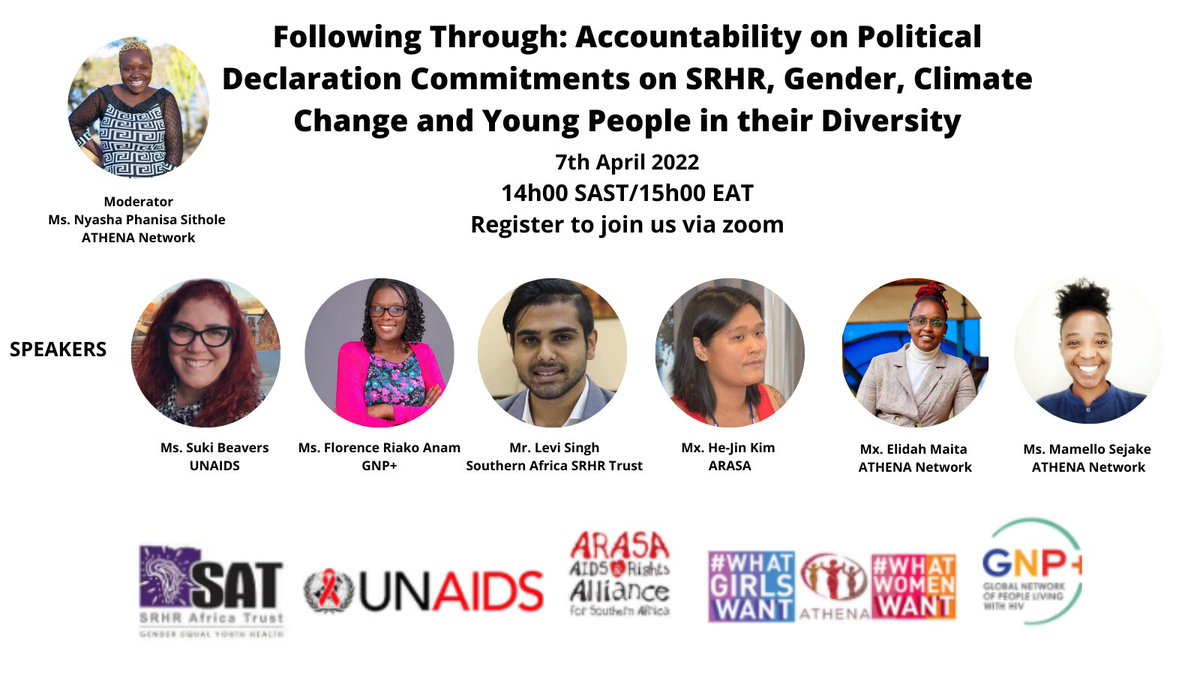 Join <a href="/NetworkAthena/">ATHENA Network</a>  on #WorldHealthDay. They're co-hosting an event with @_ARASAcomms to highlight the NB of the Political Declaration as an advocacy tool for human rights, health, #SRHR &amp; #HIV.
Register bit.ly/3irVxoz
#WhatGirlsWant #WhatWomenWant