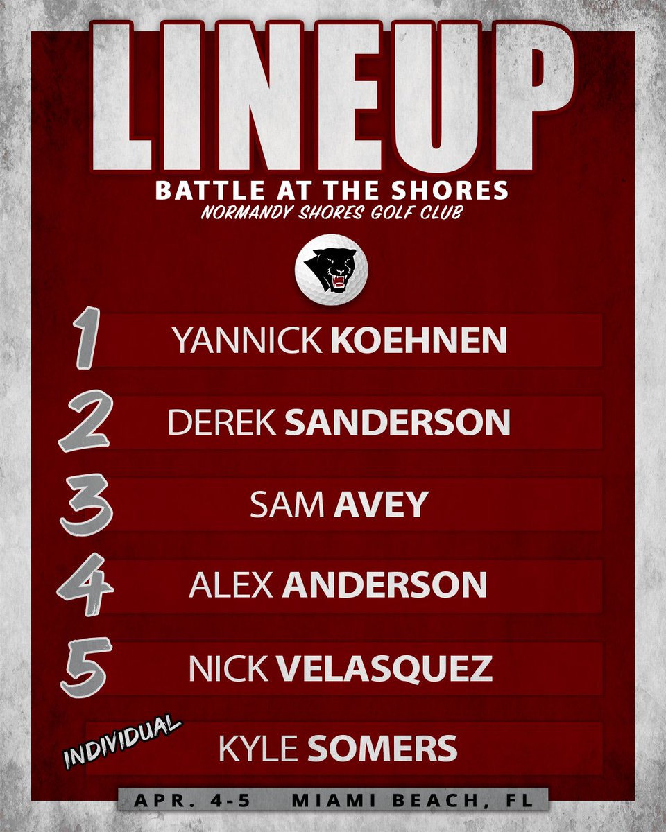 FloridaTechGolf's tweet photo. This week’s Panther Lineup! https://t.co/MDM2IO2ex4