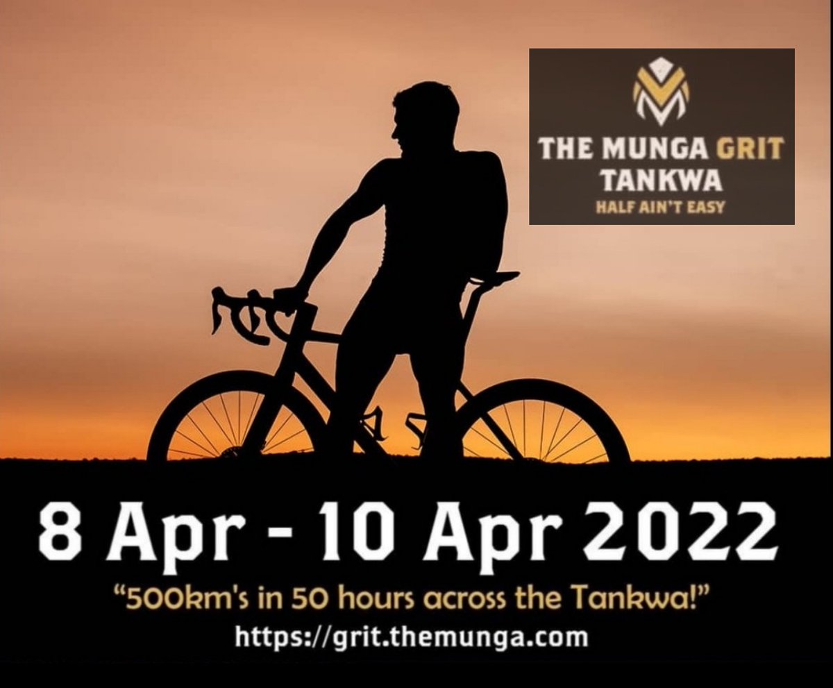 Raceweek has arrived, it's time for @mungagrit this Friday!

Looking straight @ the challenge that lies ahead, 500km nonstop!

I am excited to test my endurance limits &amp; mental strength over 20+hrs 
pushing the pedals 🚲❗

#mungagrittankwa2022 #endurance