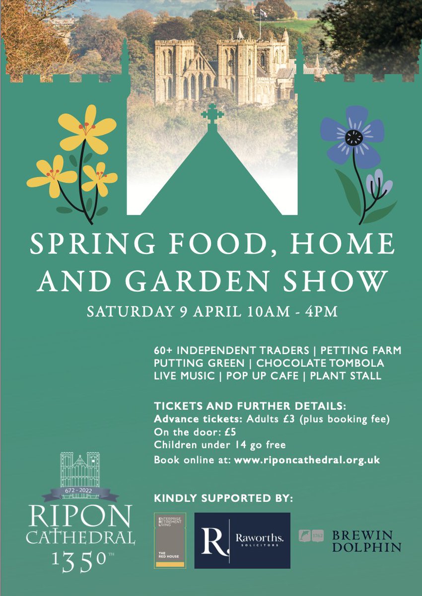 JennyruthW's tweet photo. Pop into @riponcathedral on Saturday 9th April for the Spring Food, Home and Garden Show🌼🌹
We will be having a stall with our handmade products and they make wonderful gifts to buy for everybody.
Meet our team at the Show. 
Please come and support us😊
By Victoria

#Spring https://t.co/0V95czDUFs
