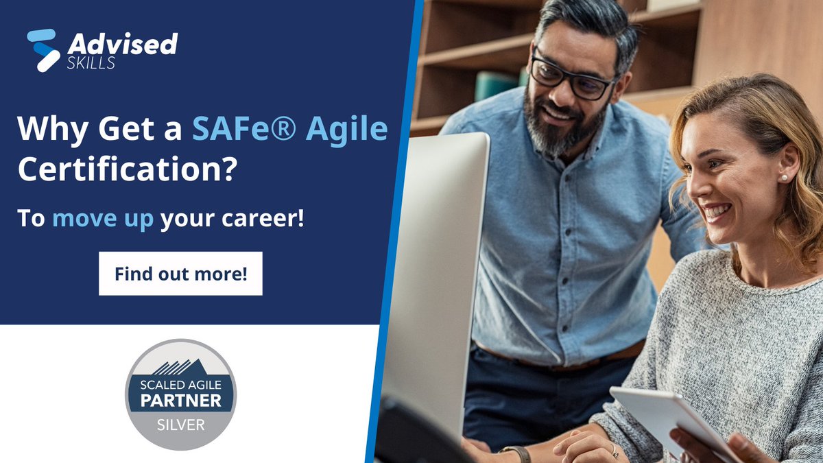 AdvisedSkills's tweet photo. Are you wondering whether or not you should get a SAFe agile certification? 

Follow our quick guide and learn about the major reasons why this could be a great opportunity for your career. 

Read article and find out more: https://t.co/TEmLGNEh5B 

#SAFe #Agile https://t.co/gQ7bvyoZTB