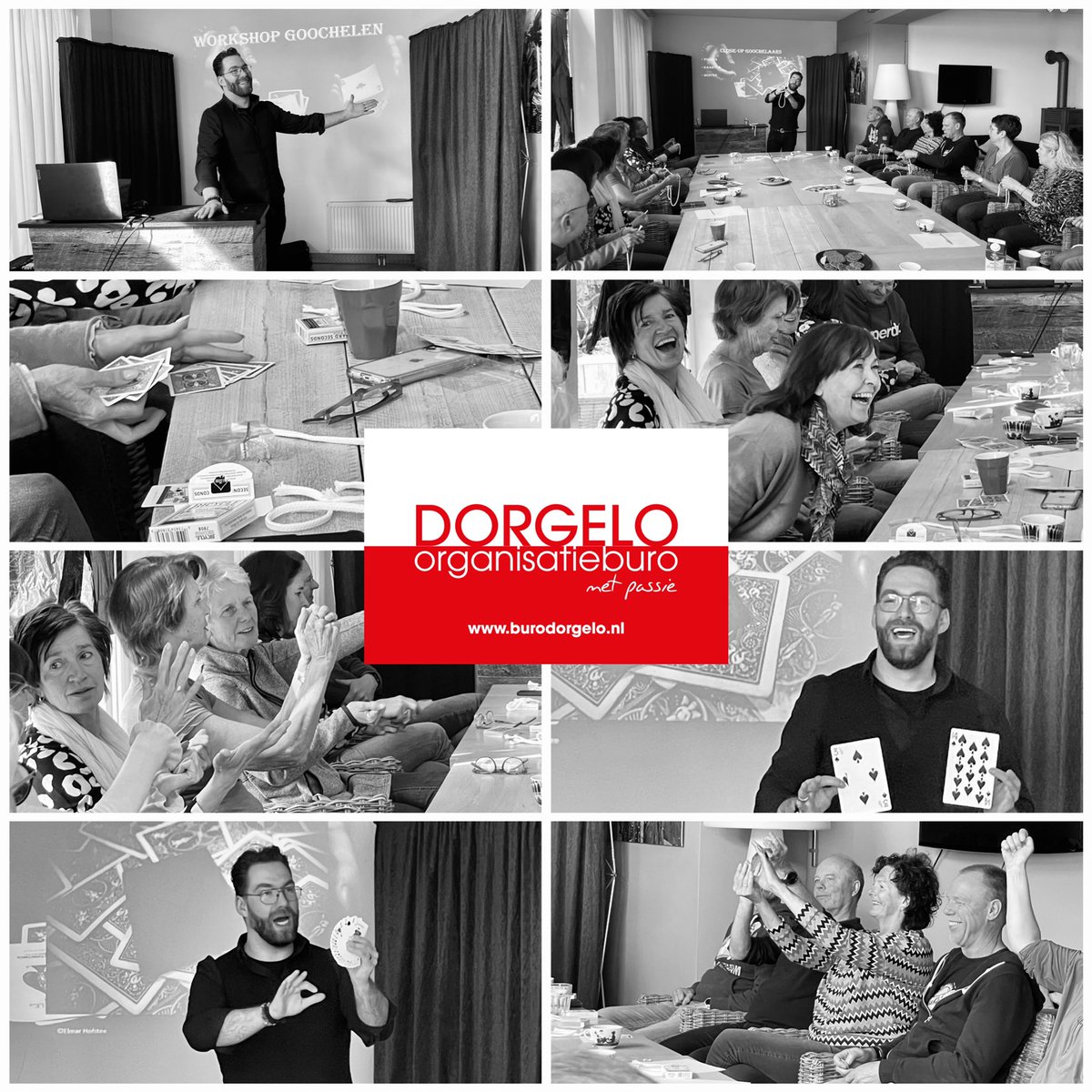 burodorgelo's tweet photo. Hilarische goochelworkshop  mogen organiseren voor volleybalteam tijdens hun groepsuitje in @deslaapfabriek Teuge. Kijk ze eens lol hebben met het oefenen van de trucs. Het was een superleuk ochtendje. 😎 #magic #trucs #workshop #goochelen #teamuitje #activiteit #groepsuitje https://t.co/qBDTTVkR89