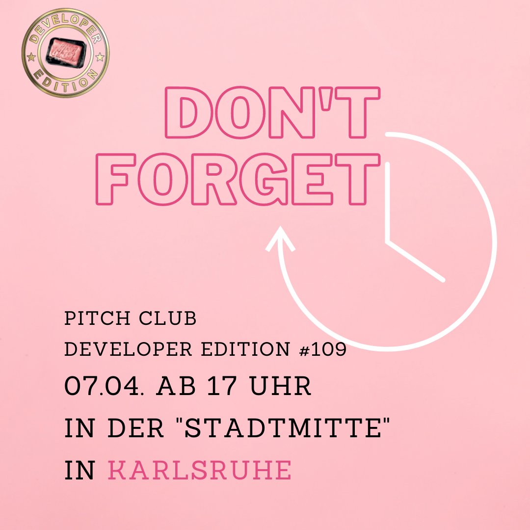 PitchClubFFM's tweet photo. This Thursday is the day!
The #PCDE109 in Karlsruhe is just around the corner. Starting at 5 p.m., companies will convince you of their open positions in development.
Register now for free at https://t.co/4TBrHqcuM6 and be there! https://t.co/wvuJV0iXai