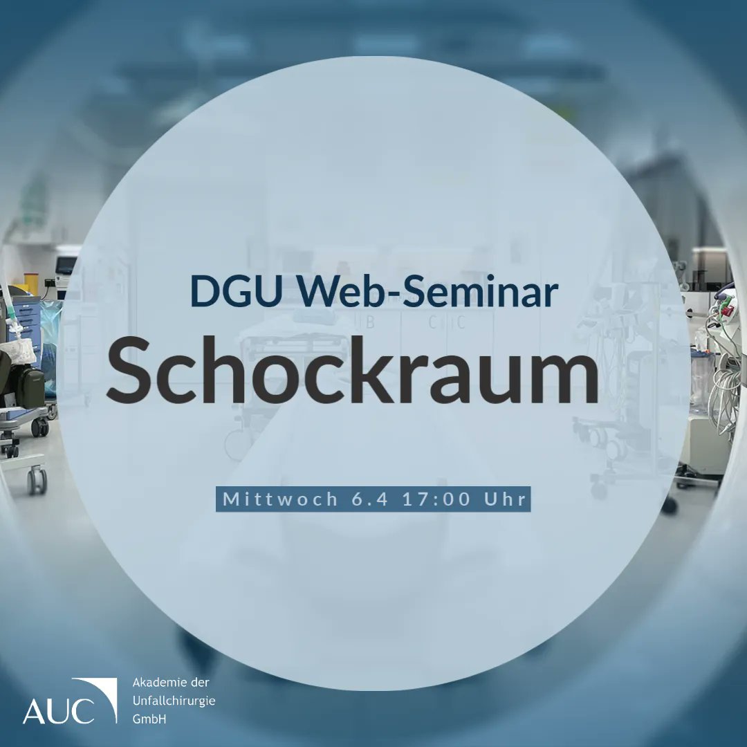 Mittwoch 6.4 diskutieren wir in unserer Reihe zur Schockraumversorgung - 17:00 Uhr wie jeden ersten Mittwoch im Monat. Anmeldung unter bit.ly/30f7fNW #Unfallchirurgie