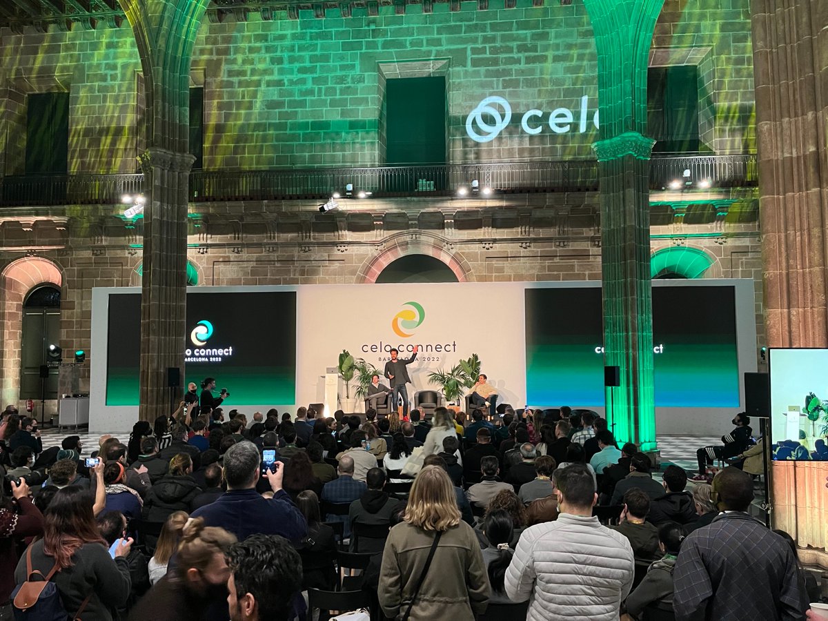 Celo's tweet photo. #CeloConnect has officially begun! Kicking things off on the Inspire Stage are Celo founders, @followrene, @marek_ and Sep Kamvar.🎙️ https://t.co/8YMnXXhHAw