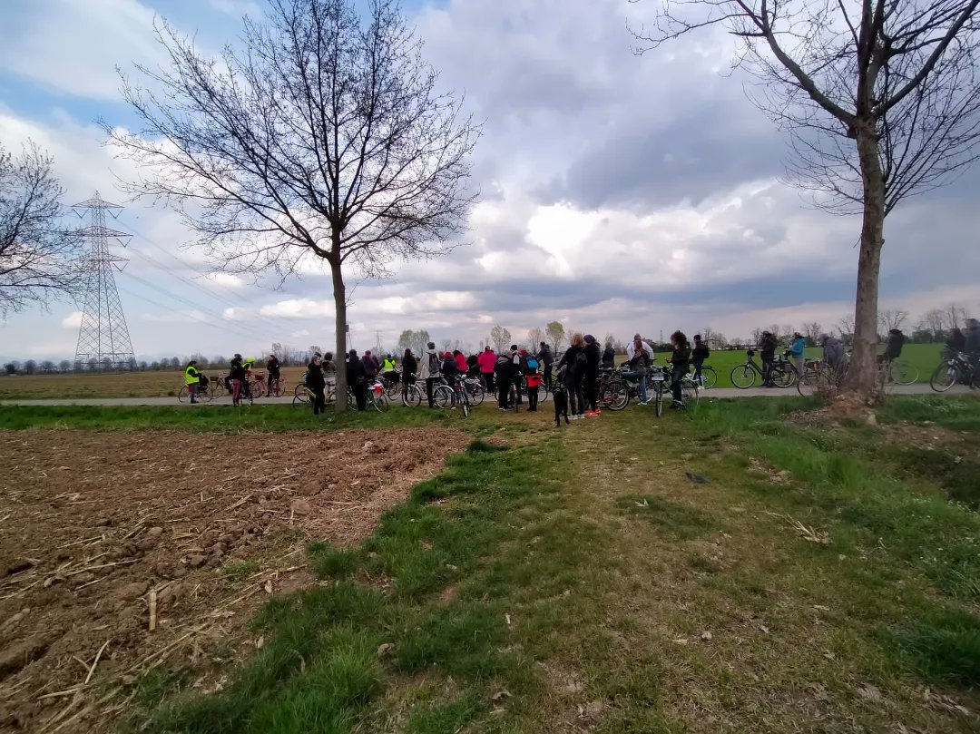 NoautTreBG's tweet photo. BICICLETTATA CONTRO L'AUTOSTRADA 

Nonostante il tempo incerto, ieri la biciclettata ha raccolto un buon numero di persone. Siamo stati nelle campagne tra Treviglio e Fara Gera d'Adda per vedere da vicino tutto quello che vorrebbero asfaltare.
#noautostradatrevigliobergamo https://t.co/V99L23H8xz
