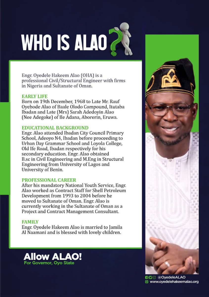 CaptinoOlawale's tweet photo. Meet Engr. Oyedele Hakeem Alao #AllowAlao @OyedeleALAO https://t.co/mFmOaXncXS