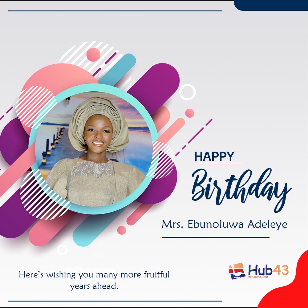 Hub43Ng's tweet photo. Happy birthday to Mrs Ebunoluwa of Leeds Beckett University.
Welcome to your year of open doors, best wishes from all of us at Hub43😊
Cheers to the new year🥂
#birthday #april4 #hub43 https://t.co/jjgVpfULLs