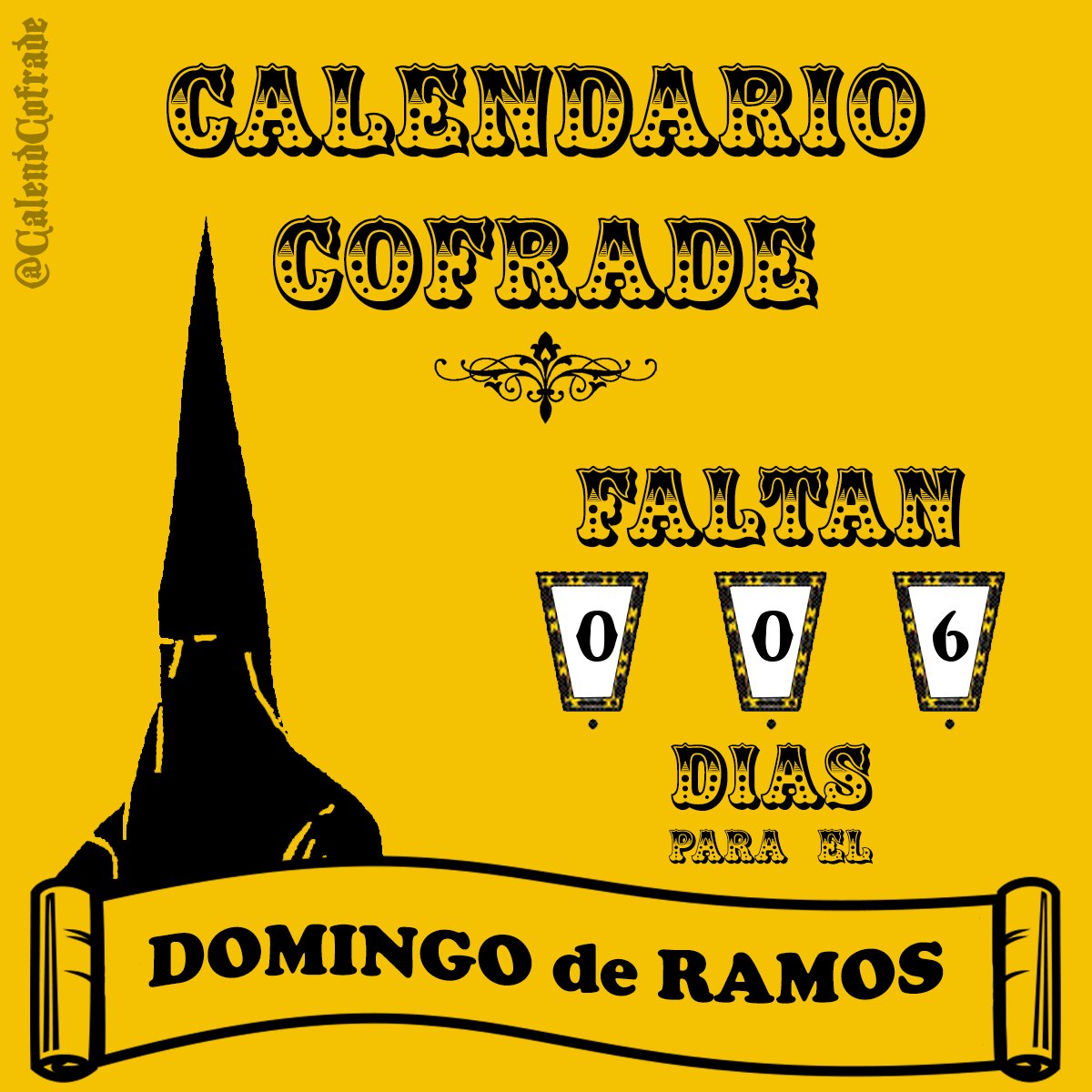 CalendCofrade's tweet photo. Quedan 0️⃣0️⃣6️⃣ días para el #DomingoDeRamos #SSanta2022 https://t.co/UwWe742X2K