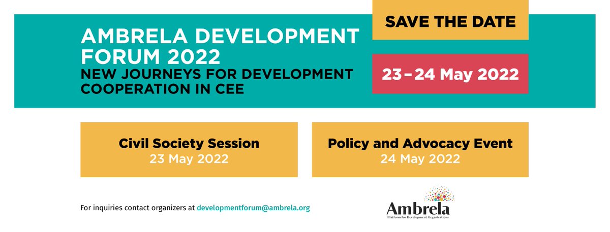 Ambrela_org's tweet photo. Naša medzinár. #konferencia Ambrela Development Forum #ADF (23.-24.5.2022, Bratislava) bude reflektovať súčasnú humanitár. krízu, vyplývajúcu z vojenskej invázie na Ukrajinu. Vac info o programe a registrácia tu: https://t.co/APahWoJNqz
#ambrela #DevelopmentForum #SR #EU #UA #aid https://t.co/TzpYKpzH4T