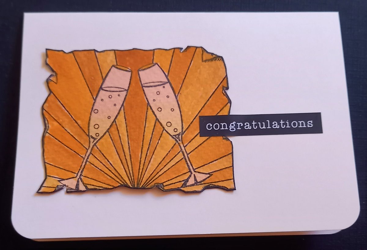 #Congratulations #Champagneglasses #sunburst A6 #handmadecard using #SheenaDouglassstamps #cardmakingfun #cardmaking #crafts #craftaddict #craftblogs