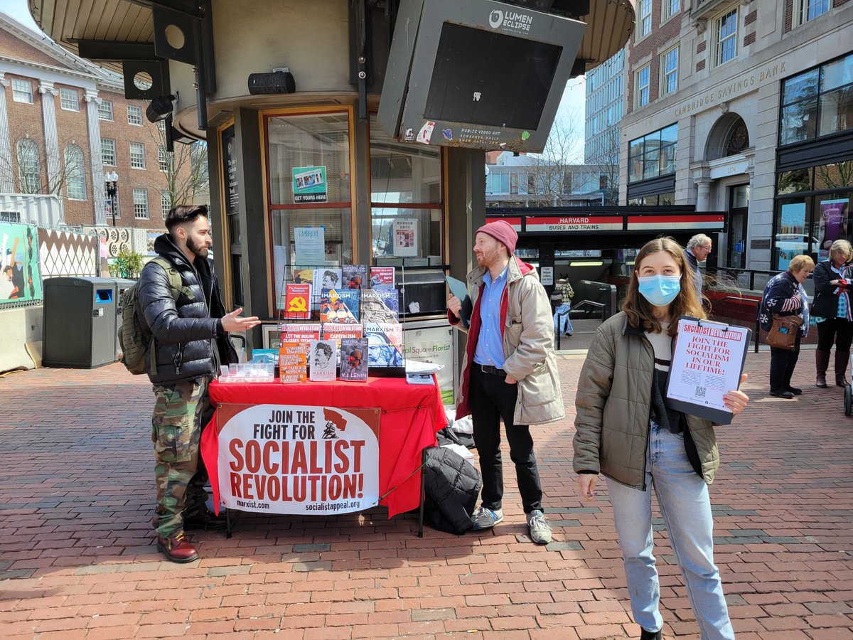 IMTBoston's tweet photo. Always great to get out there and talk to people about the fight for socialism in our lifetime! 

The mood was very ebullient in Harvard Square! https://t.co/VQm8urZDkP